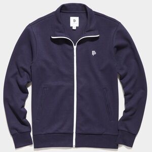 Flint Park Men's Court tennis zip-up athletic jacket navy blue small mock neck